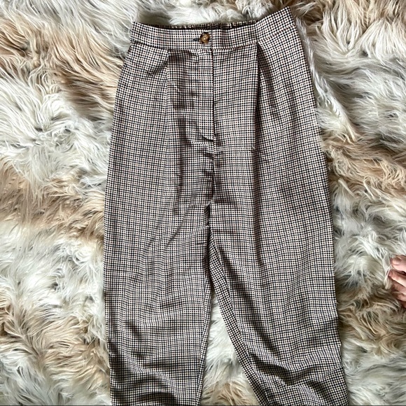 Plaid Brown Beige and Black Trouser Pant Size 2 - Picture 2 of 6